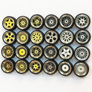 4pcs/Set 1/64 Car Wheels Tire Modified Vehicle Alloy Car Refit Wheels Tires For Cars Suitable For Some Tomica Cars Toys for Kids