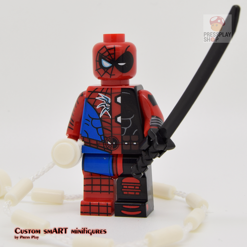 Custom Minifigure - based on the character of Deadpool and Spider Man (fused)