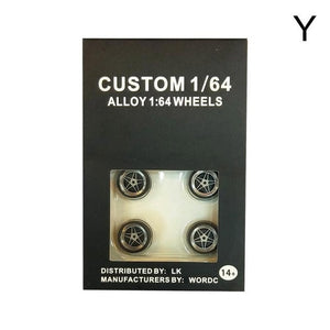 4pcs/Set 1/64 Car Wheels Tire Modified Vehicle Alloy Car Refit Wheels Tires For Cars Suitable For Some Tomica Cars Toys for Kids